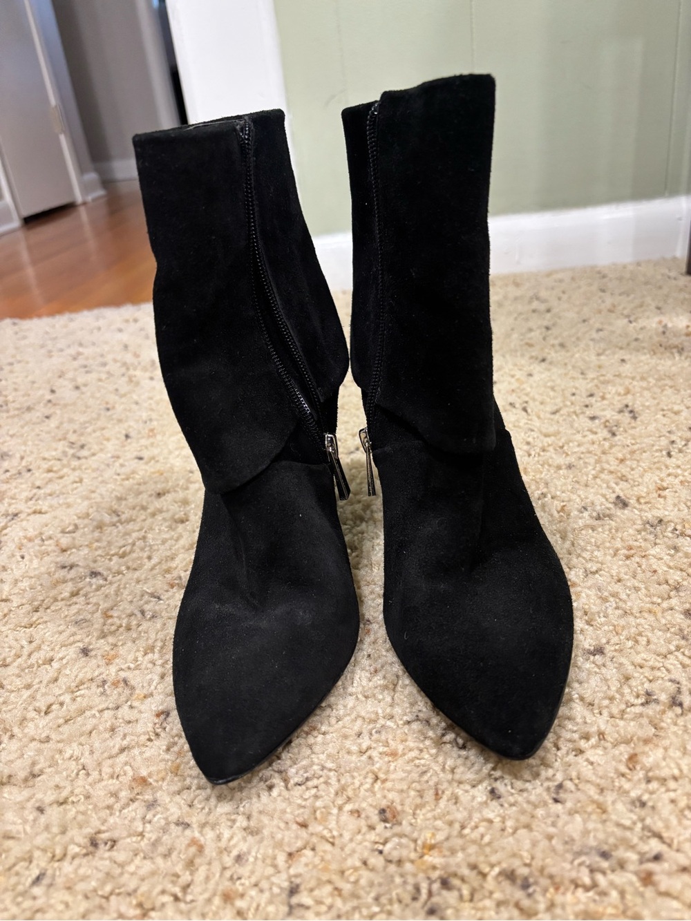 Vince Camuto Black Suede Pointed-Toe Ankle Boots